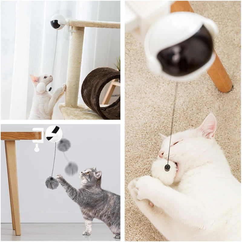 Puzzle Lifting Cat Tease Ball Electric Toy Yo-Yo Ball Automat Flutter Rotating Interactive Smart Pet Cat Ball Toy