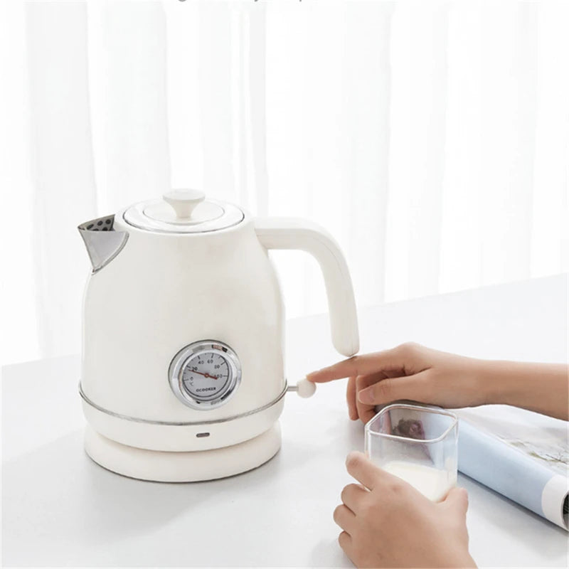 Qcooker Retro Electric Kettle Temperature Control 1.7l Large Capacity With Watch Electric Kettle  Kitchen Appliances Samovar