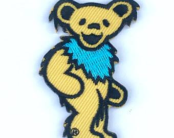 Dancing Bear Small Patch Grateful Dead Bear Patch Jerry Bears Iron On  Embroidered Colors Blue Green Orange Yellow Pink Purple 