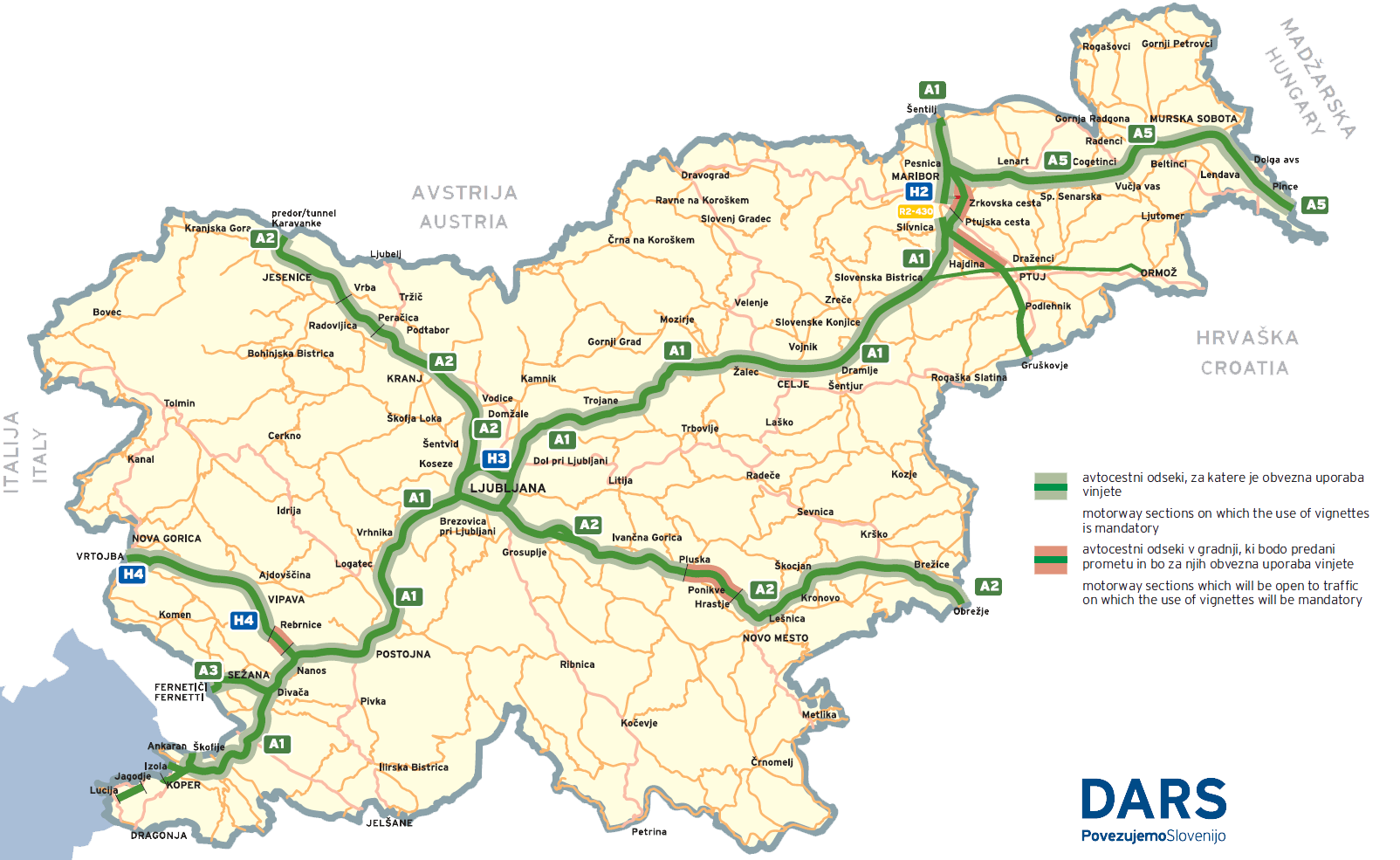 Drogi płatne w Słowenii mapa