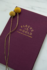 Motherhood Journal, Flecks of Gold Journal, created by Rachel Nielson, host of the 3 in 30 Podcast.  Helping overwhelmed moms see the gold in their every day.