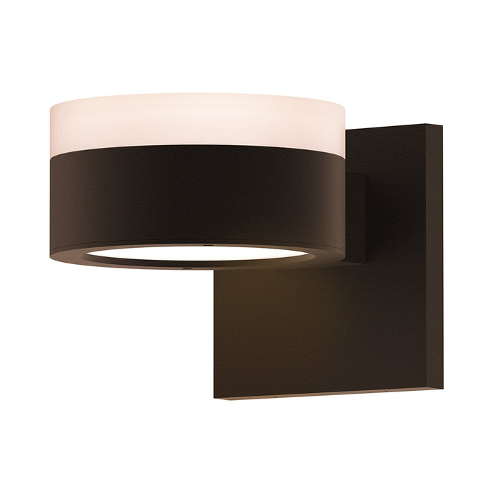 Reals Up/Down Outdoor LED Wall Light in White Cylinder Lens/Plate Lens/Textured Bronze.