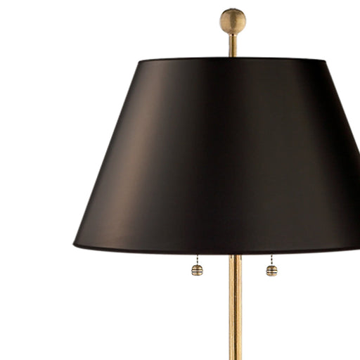 Chapman & Myers Overseas Adjustable Club Floor Lamp in Antique-Burnished  Brass with Black Shade