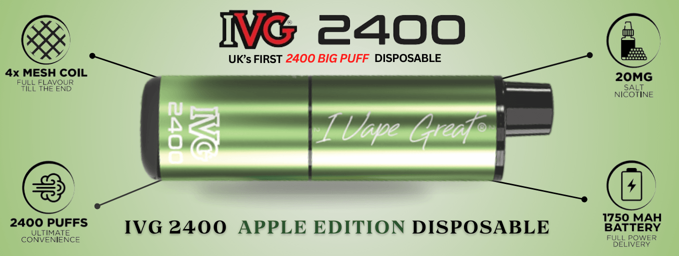 IVG 2400 Apple Edition  4 in 1 Disposable Vape New Flavour