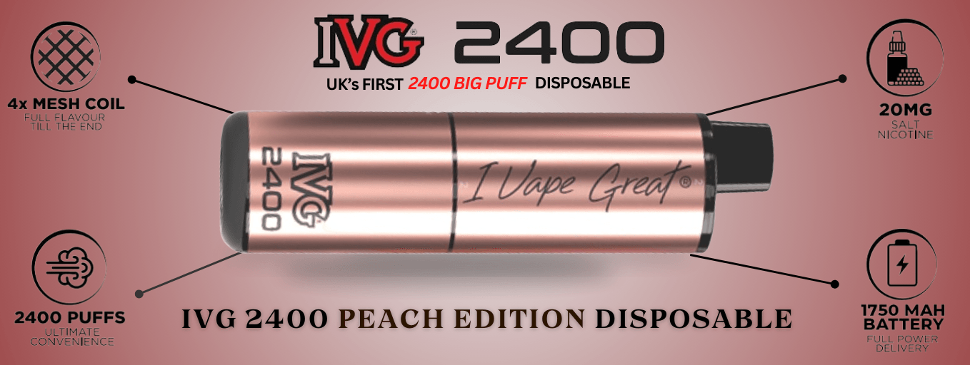 IVG 2400 4 in 1 Brand New Peach Edition with Unique flavour pods