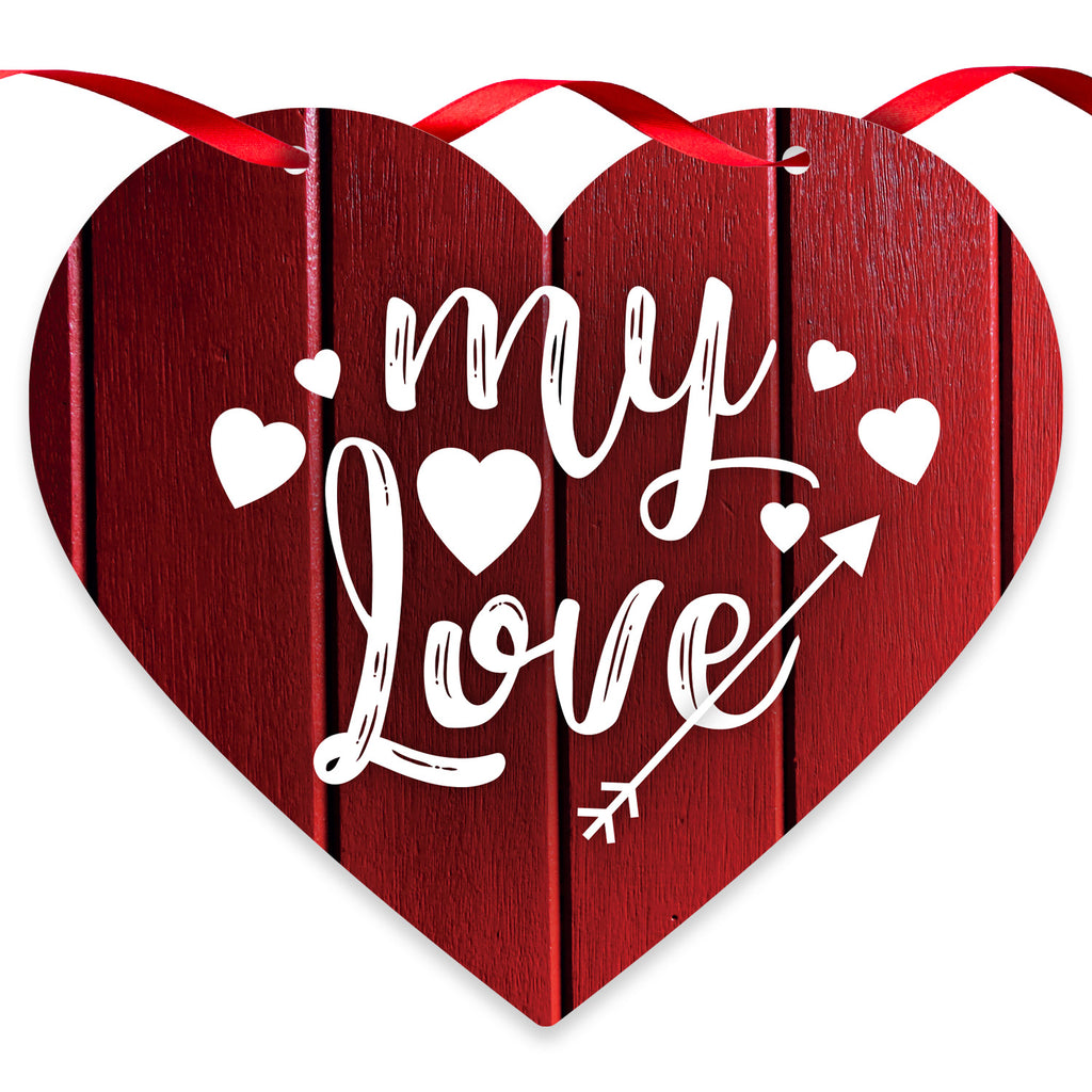 My Love Red Wood Background With White Hearts – 