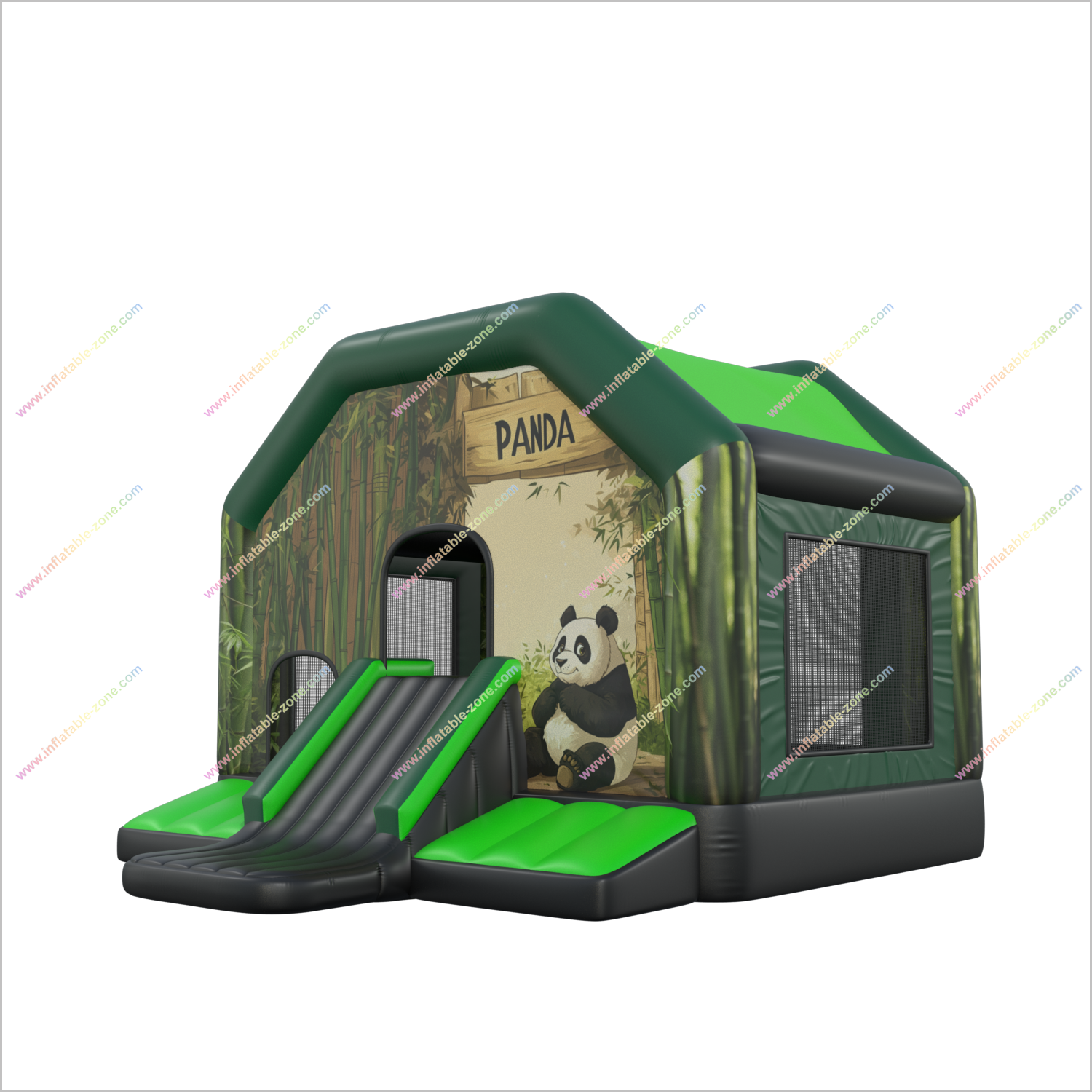 Panda Theme Inflatable Castle With Slide Bouncing Near Me Bamboo Jungle Bounce House Slide Combo Rental
