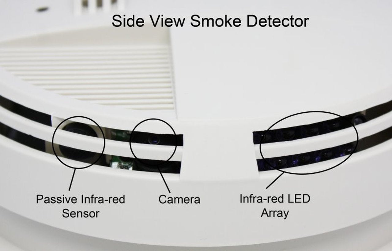 Night Vision [Side View] Smoke Detector 4K Hidden Camera DVR [A/C Powered]