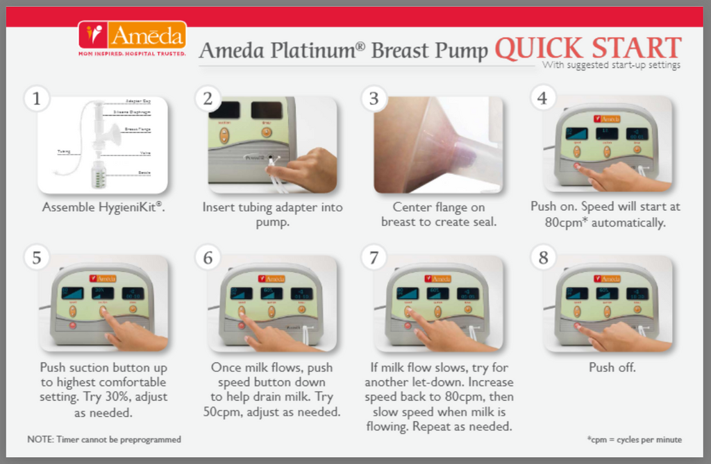 Ameda Platinum Quick Start Breast Pump Guide- Healthy Horizons – Healthy Horizons Breastfeeding Centers, Inc.