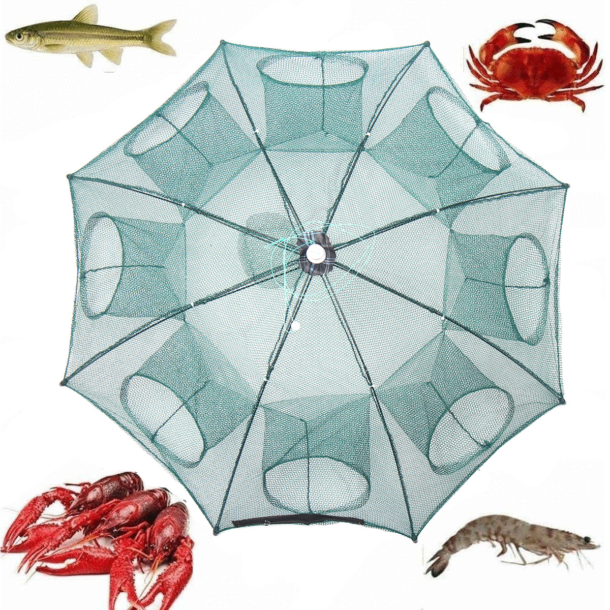 Automatic Folding Umbrella Type Fishing Shrimp Cage Crab Fish Trap Cast Net