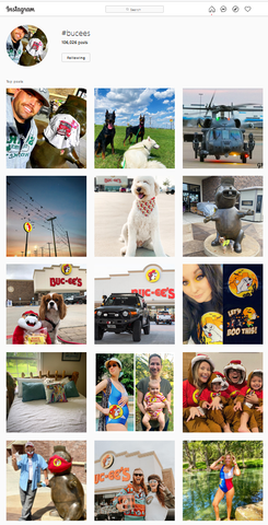 Screenshot of #bucees on Instagram