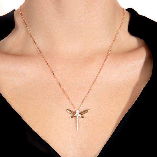 Handmade Bronze Dragonfly Necklace with Vibrant Boho Color - Designed by  Distraction