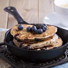 Blueberry Vegan Protein Pancakes infused with earl grey