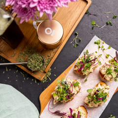 Tarragon Infused Chicken Crostini made with the ONGROK Botanical Infuser