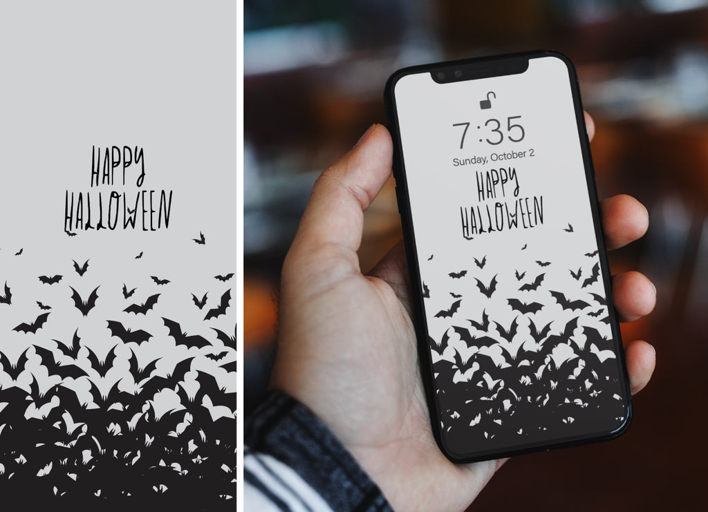 13 Free and Cute Halloween Wallpapers - Black and White Flying Bats