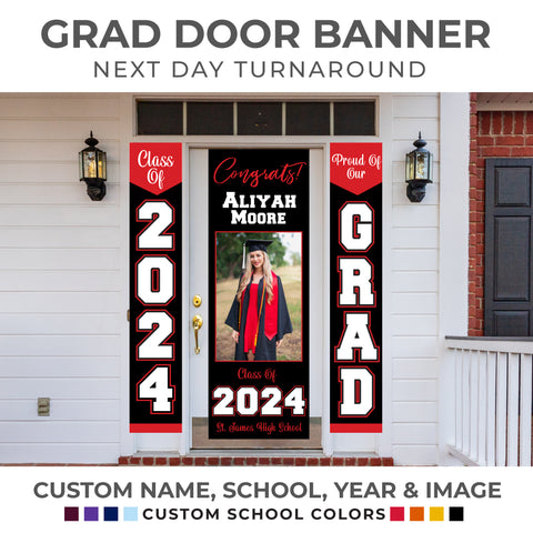 Class of 2024 Custom Door Grad Banner Party Decorations Any School Colors