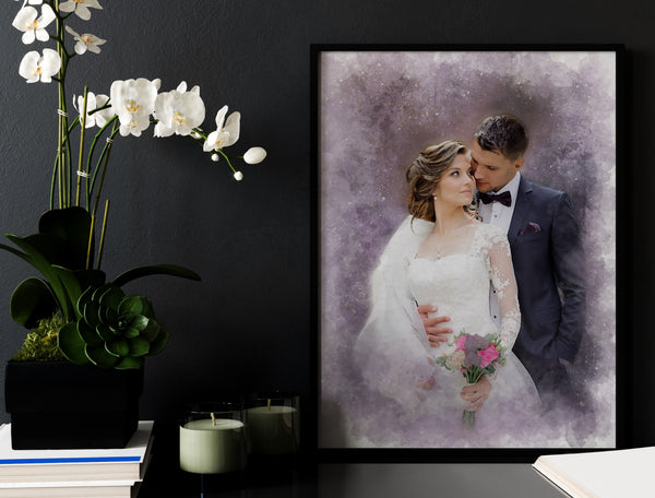 Personalized Wedding Gifts - Custom Wedding Watercolor Portrait From Photo