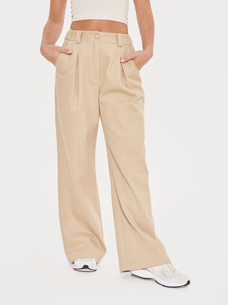 Pleated Wide Leg Trouser Co-ord - Beige – EXTRO&VERT