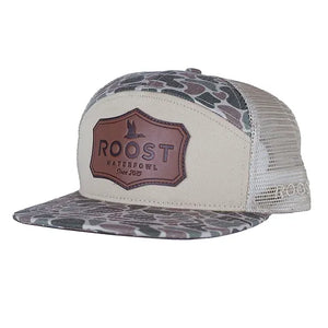 ROOST Camo 7 Panel Shield Leather Patch Hat - Muddy Mallard