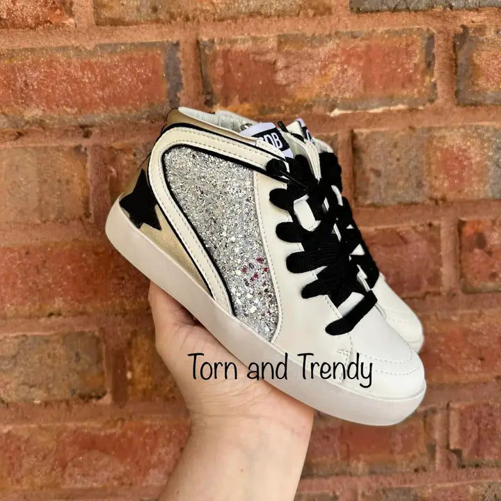 Youth Black and Gold Hi Top Star Sneakers