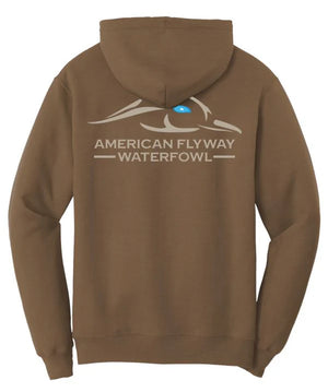 AMERICAN FLYWAY WATERFOWL Solid Logo Hoodie / Woodland Brown - Muddy Mallard