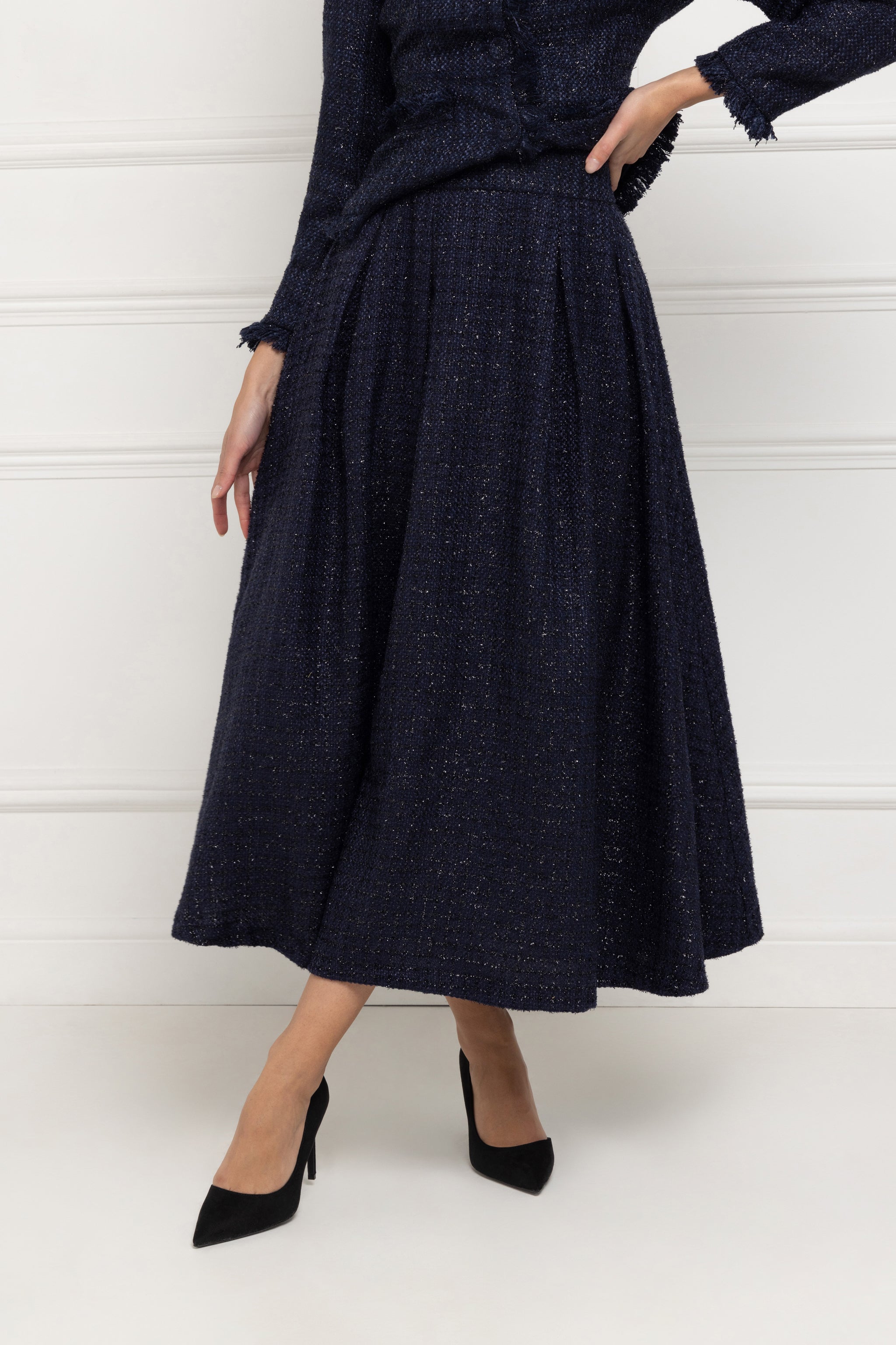 Pure Cotton Full Midi Skirt (Navy)