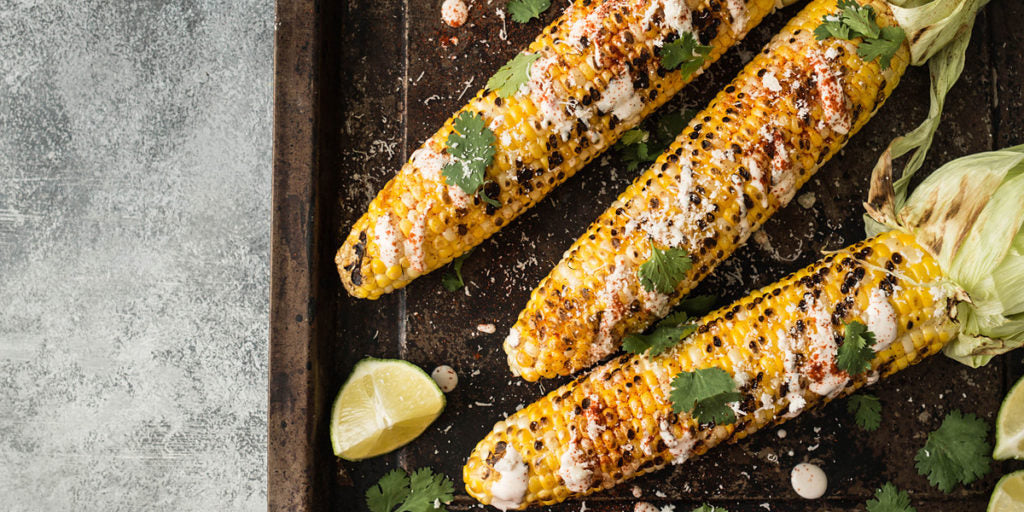 Grilled Corn with Lime and Feta Cheese 