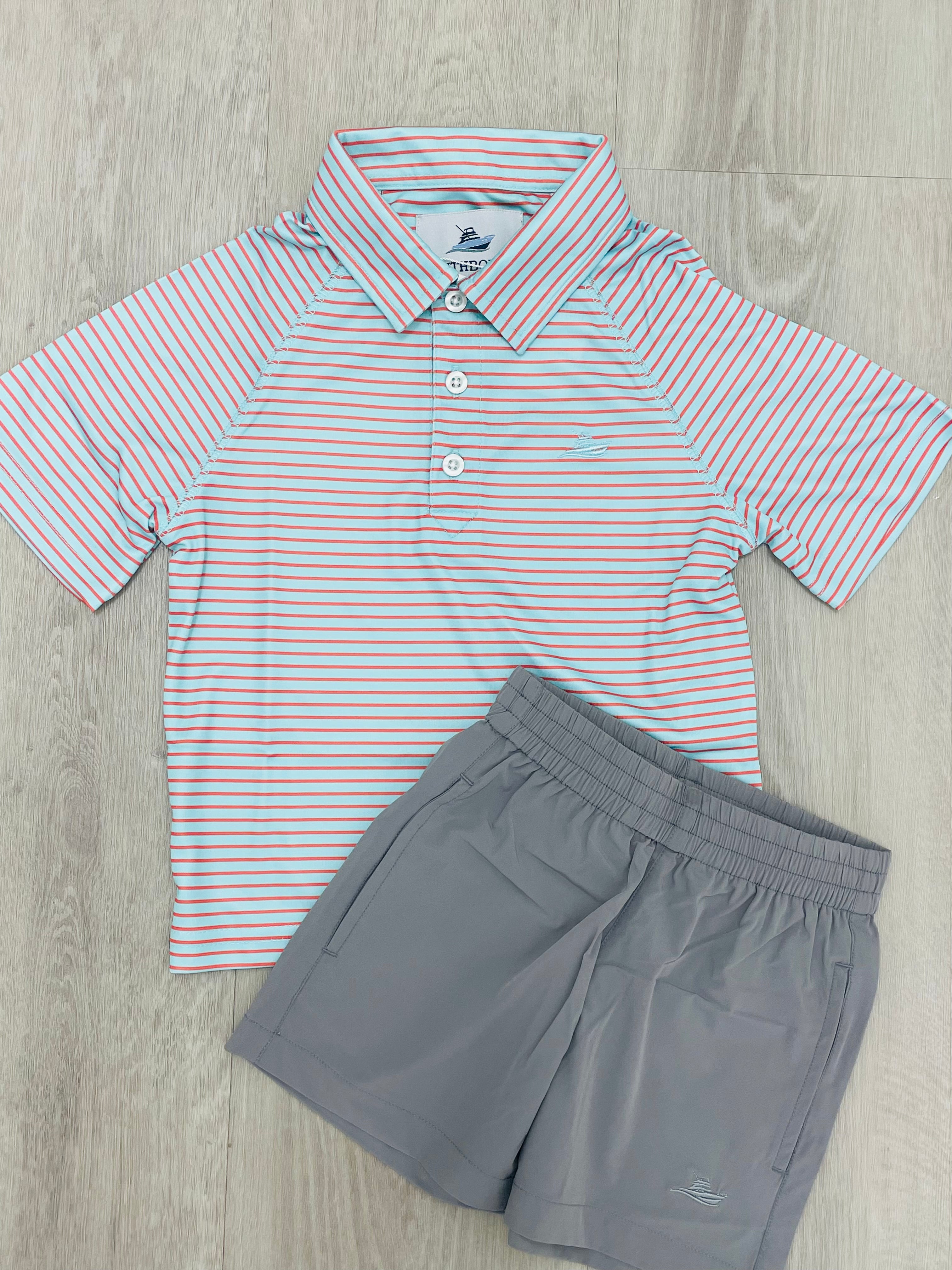 SB Boys Polo- Ice/Crabapple