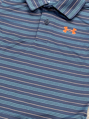 UA Midnight Navy and Orange Stripe Polo - Kinder Boutique MS