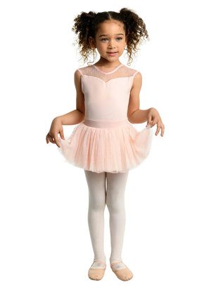 Pink Mesh Dot Dress Leotard (23201C) - Kinder Boutique MS