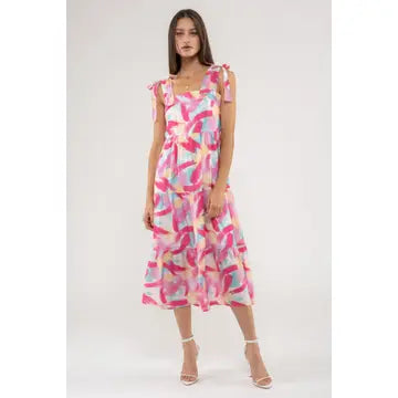 Brush Stroke Midi Dress