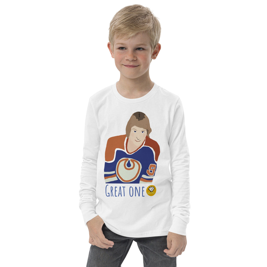  500 LEVEL Wayne Gretzky Youth Shirt (Kids Shirt, 6-7Y Small,  Tri Black) - Wayne Gretzky Number Outline WHT : Sports & Outdoors