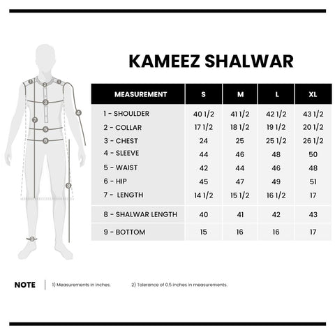 Size Chart - Shabbir Fabrics
