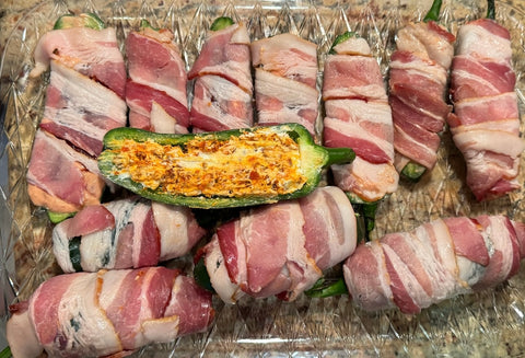 Bacon-Wrapped Jalapeño Poppers with Barbaro Mojo Cuban Hot Sauce