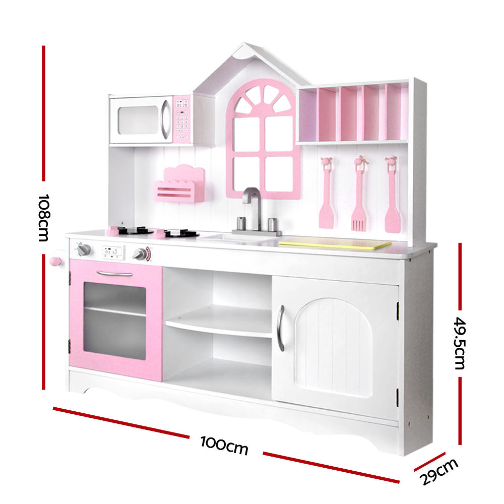 white and pink wooden kitchen