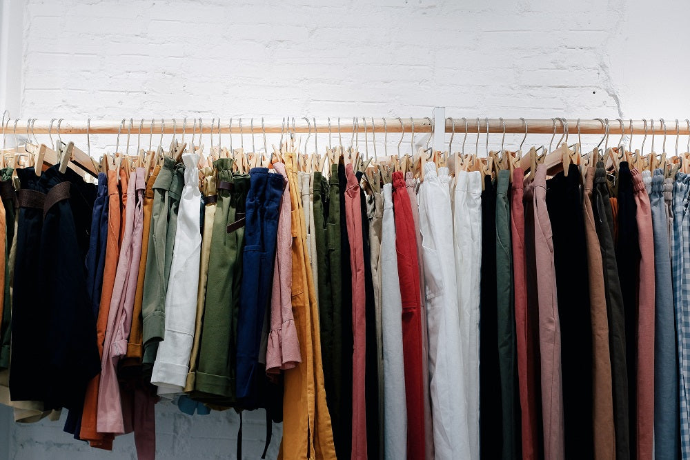clothing collections presented in a store