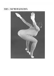 woman in ostrich pose black and white