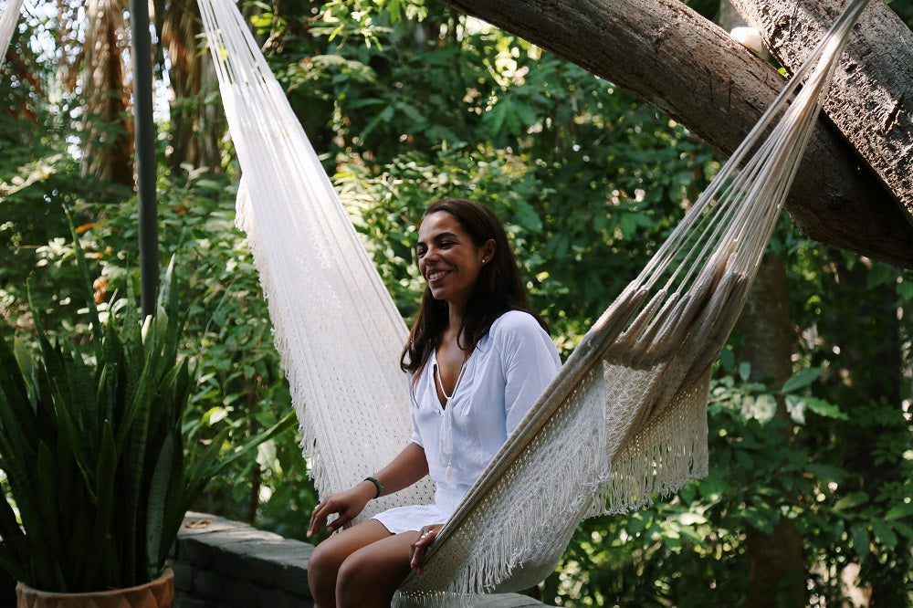 young woman relaxing on a hammock