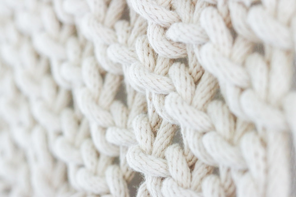 white knit stitch seen up close