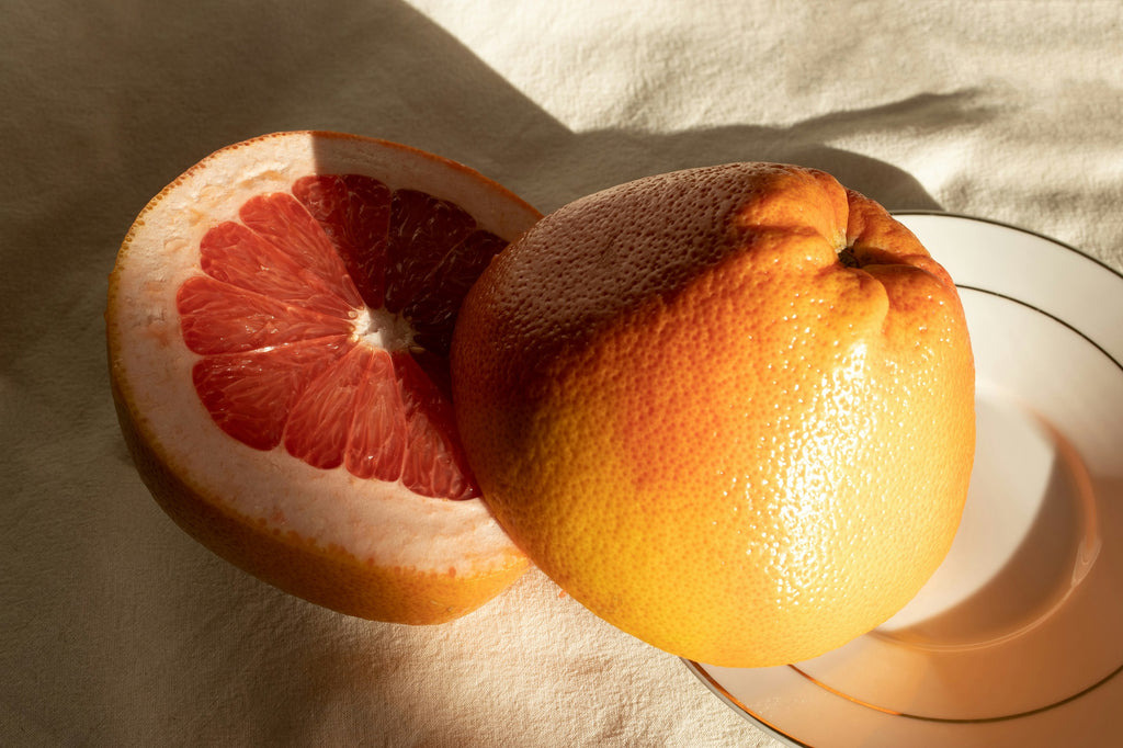 dish with a grapefruit