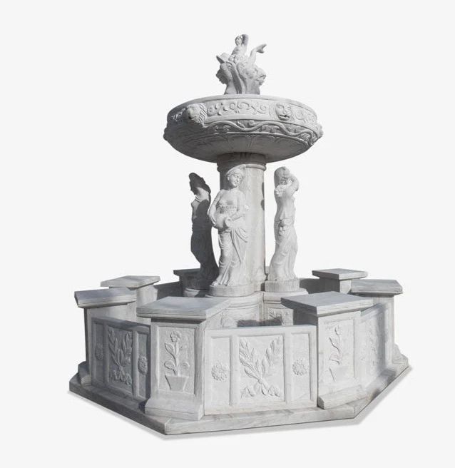 Fountain Pool Surround with Marble Columns