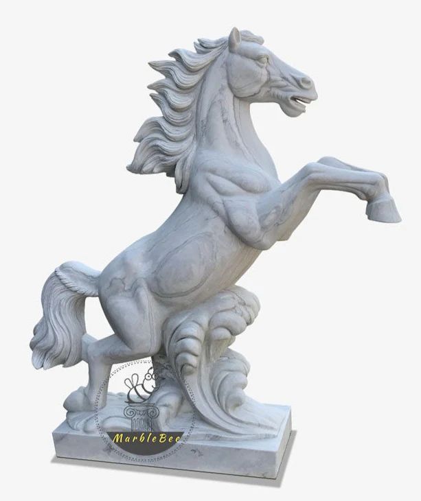 Sculpture de cheval en marbre grandeur nature