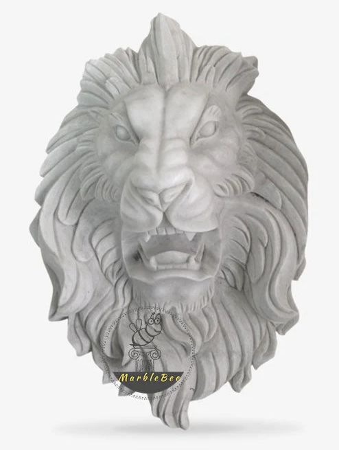 Décoration murale tête de lion en pierre naturelle