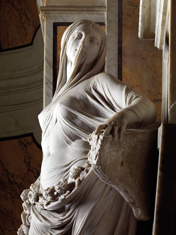 Sculpture of veiled woman by Antonio Corradini