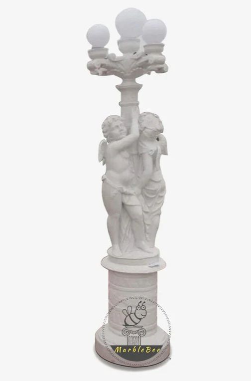 Stone Lamp Post with Angel Post Base