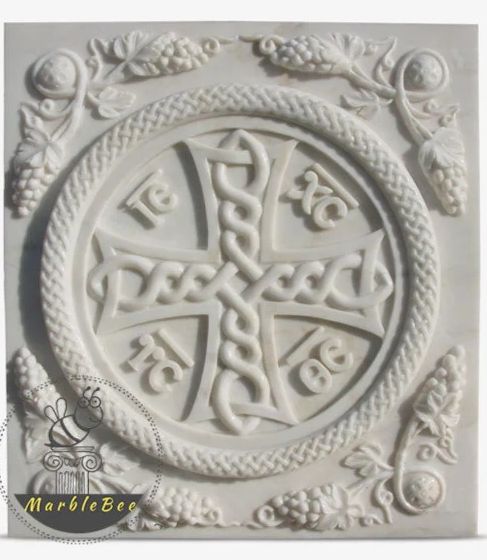 White Marble Relief Stone Roundel