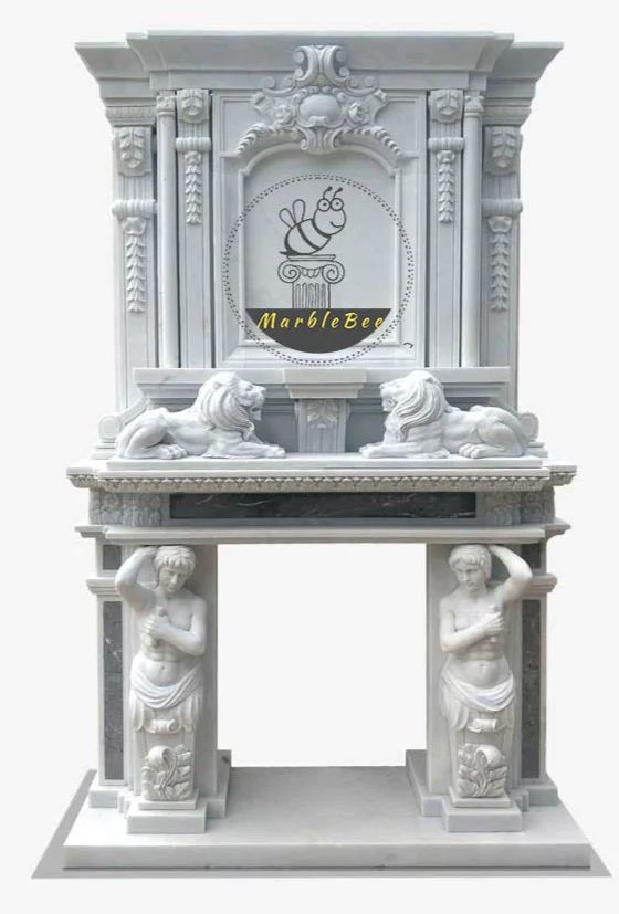 White Marble Two Story Fireplace