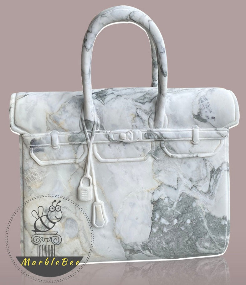 Beautiful White Marble Bag with Gray Veining
