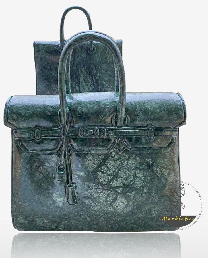 Empress Green Marble Handbag Sculpture Showcase