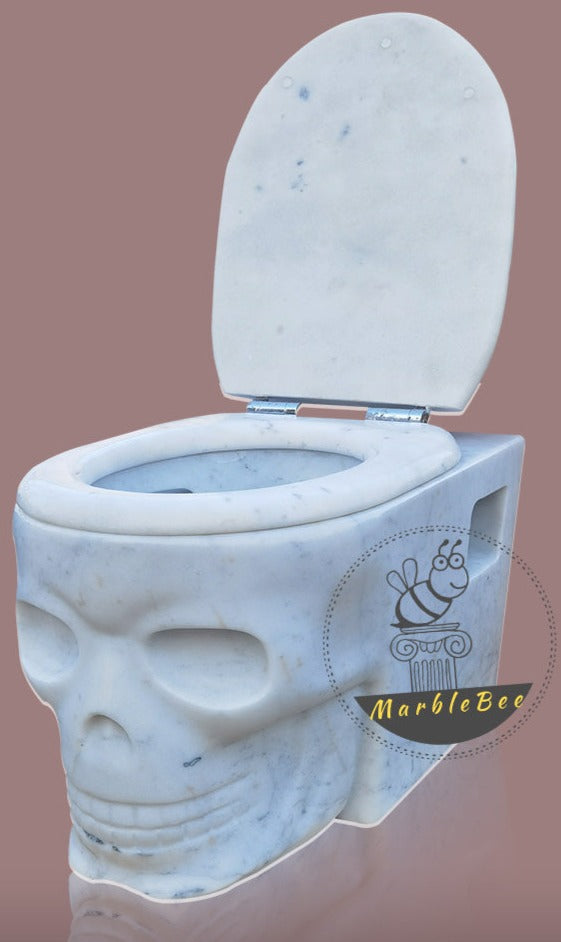 Elegant Bathroom Feature White Marble Toilet